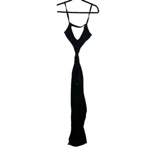 NWT Reformation Alsie Eco Crepe Cut Out Side Slit Midi Dress Black Size 8